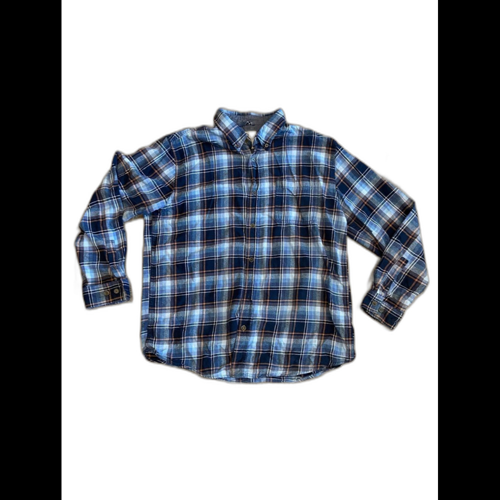 Men's XL Blue Plaid Button-Up Shirt Casual Lumber Jack Cowboy Flannel Weather